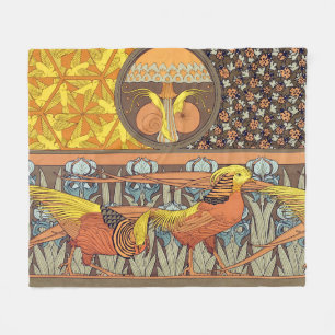 Antikes französisches Art Nouveau Natur-Vogel-Must Fleecedecke