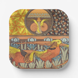 Antikes französisches Art Nouveau Natur-Vogel-Must Pappteller