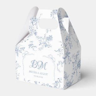 Antikes französisches Blumenmonogramm in Blau für  Geschenkschachtel