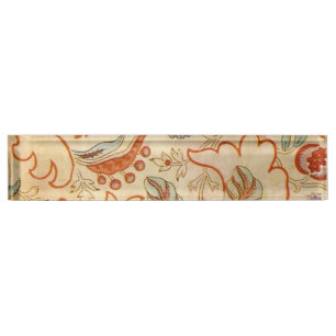Antikes französisches Chintz-Blumenmuster Terrakot Namensplakette