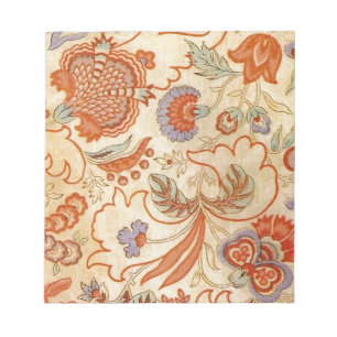 Antikes französisches Chintz-Blumenmuster Terrakot Notizblock