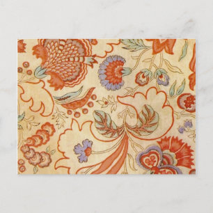 Antikes französisches Chintz-Blumenmuster Terrakot Postkarte