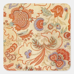 Antikes französisches Chintz-Blumenmuster Terrakot Quadratischer Aufkleber