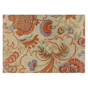 Antikes französisches Chintz-Blumenmuster Terrakot Schneidebrett