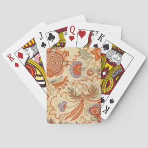Antikes französisches Chintz-Blumenmuster Terrakot Spielkarten