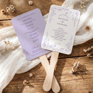 Antikes französisches Hochzeitsprogramm im Lavende Fächer