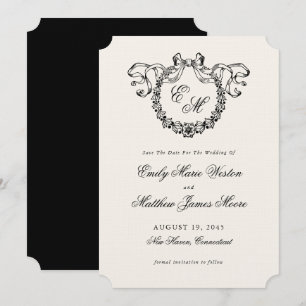 Antikes französisches Monogramm Kranz Elegante Hoc Save The Date