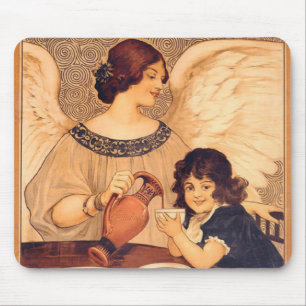 Antikes französisches Schokoladen-Engel-Plakat: Vi Mousepad