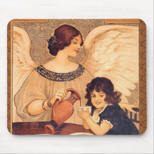 Antikes französisches Schokoladen-Engel-Plakat: Vi Mousepad