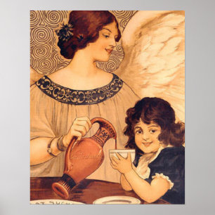 Antikes französisches Schokoladen-Engel-Plakat: Vi Poster