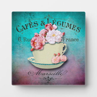 Antikes französisches shabby florales Caféschild Fotoplatte