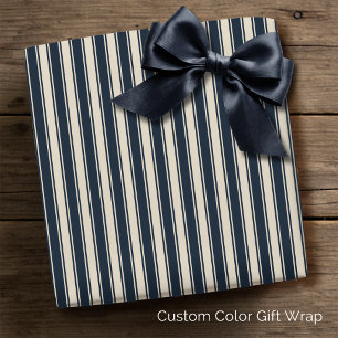 Antikes französisches Ticking-Streifen Indigo-Navy Geschenkpapier