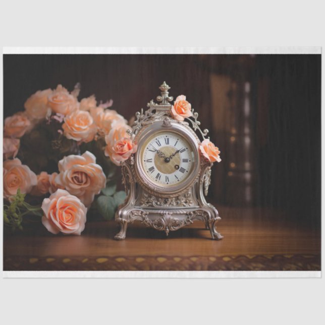 Antikes französisches Tischuhr 1 Decoupage Papier (Vorderseite)