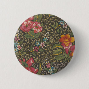 Antikes französisches Toile de Jouy Blumenmuster Button