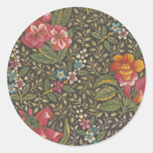 Antikes französisches Toile de Jouy Blumenmuster Runder Aufkleber