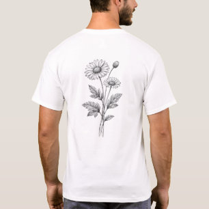 Antikes Gänseblümchen-Blumen-Gravur Botanisches T- T-Shirt