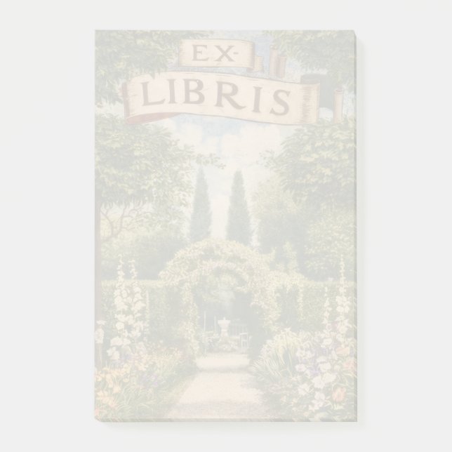 Antikes Garten Ex Libris Buchzeichen Post-it Klebezettel (Vorderseite)