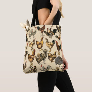 Antikes Geflügel der Welt Hühnerzucht Kunst Tasche