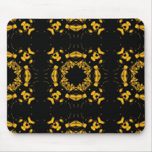 Antikes Gelb, schwarze Blumen-Damaskus Retro-Muste Mousepad