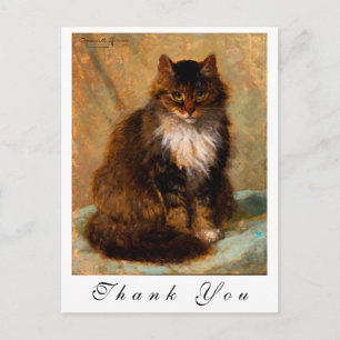 Antikes Gemälde Maine Coon Katze Danke schön Postkarte
