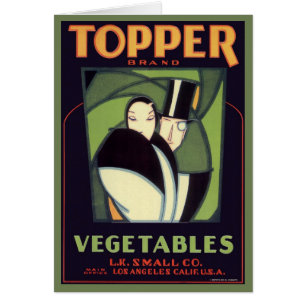 Antikes Gemüse-Etikett Topper, Art Deco Romantik