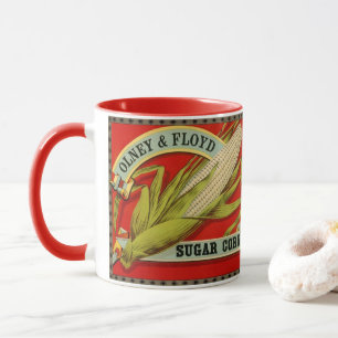 Antikes Gemüseschild, Olney & Floyd Zuckermais Tasse