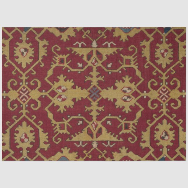 Antikes geometrisches Orientalisches Rotes Muster Seidenpapier (Vorderseite)