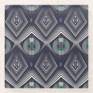 Antikes geometrisches Ornament, Stilvolle Textur. Glasuntersetzer