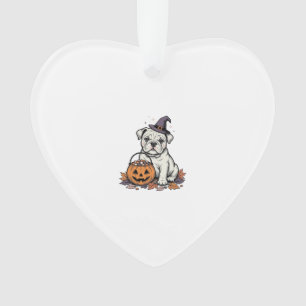 Antikes geprägtes Halloween-Bulldoggen-Kürbisdesig Ornament