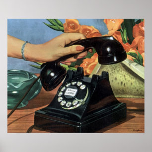Antikes Geschäft, antikes Telefon mit Wählscheibe Poster
