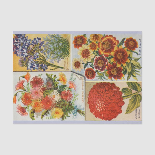 Antikes glänzendes Farbsommer-Blumen-Seidenpapier Seidenpapier (Vorderseite)