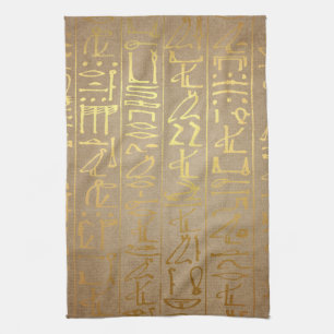 Antikes Gold Ägyptische Hieroglyphen Papierdruck Küchentuch