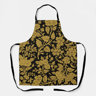 Antikes Gold-Blumen-Indisch-Lackarbeit-Schwarz-Mus Schürze