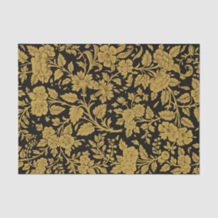 Antikes Gold-Blumen-Indisch-Lackarbeit-Schwarz-Mus Seidenpapier