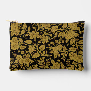 Antikes Gold-Blumen-Indisch-Lackarbeit-Schwarz-Mus Zubehörtasche