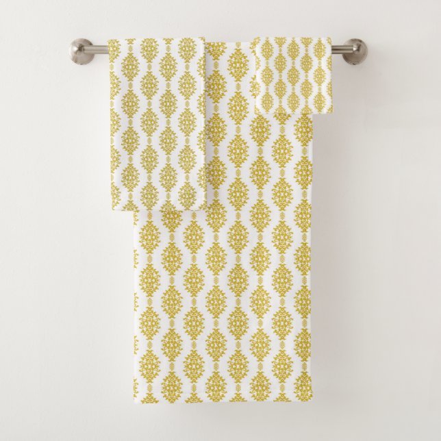 Antikes Gold Damask Muster Badetuch Set (Insitu)