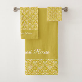 Antikes Gold Damask Muster Badetuch Set