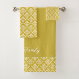 Antikes Gold Damask Muster Badetuch Set