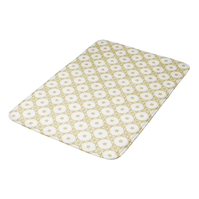 Antikes Gold Damask Muster Bath Mat Badematte (Schrägansicht)