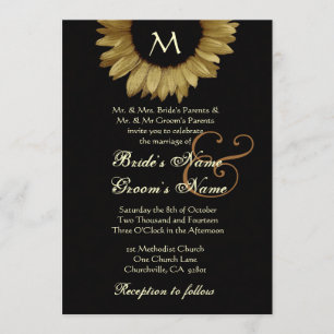 Antikes Gold farbige Sonnenblume-Hochzeit Einladung