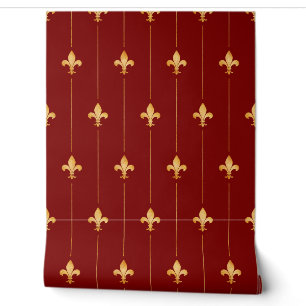 Antikes Gold Fleur-de-Lis (kleiner Maßstab) Dunkel Tapete