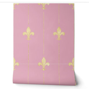 Antikes Gold Fleur-de-Lis Staubiges Rosa Tapete