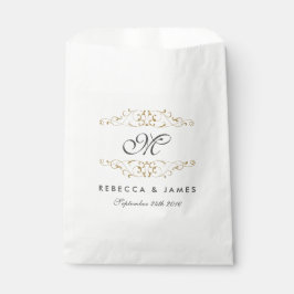 Antikes Gold Geblüht Monogram-Gastgeschenk Hochzei Geschenktütchen