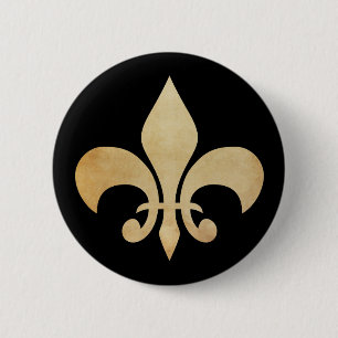Antikes Gold und schwarzer Lilien-Knopf Button