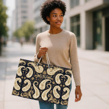 Antikes Gold Verzierte Paisley Dunkle Persische Er