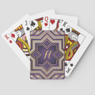 Antikes goldenes barockes geometrisches Initial-De Spielkarten