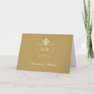 Antikes goldenes Hochzeits-Fleur-de-Lis-Dankeschön Dankeskarte