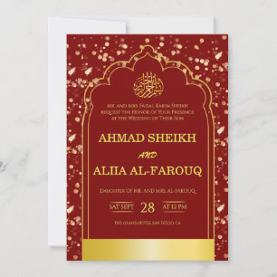 Antikes Goldtor Burgund islamische Hochzeit Einladung