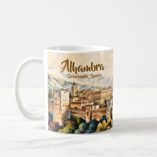 Antikes Granada Spanien Alhambra Aquarell Reise Kaffeetasse