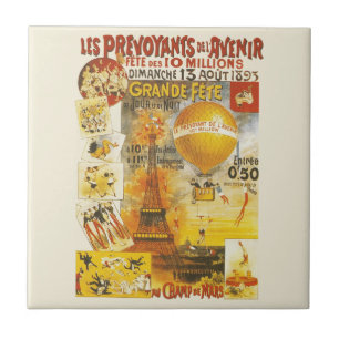 Antikes Grand Fete Fair Paris Plakat Fliese